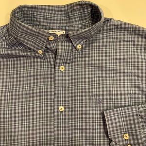Southern Tide Brown and Gray Plaid Button-Down Shirt
